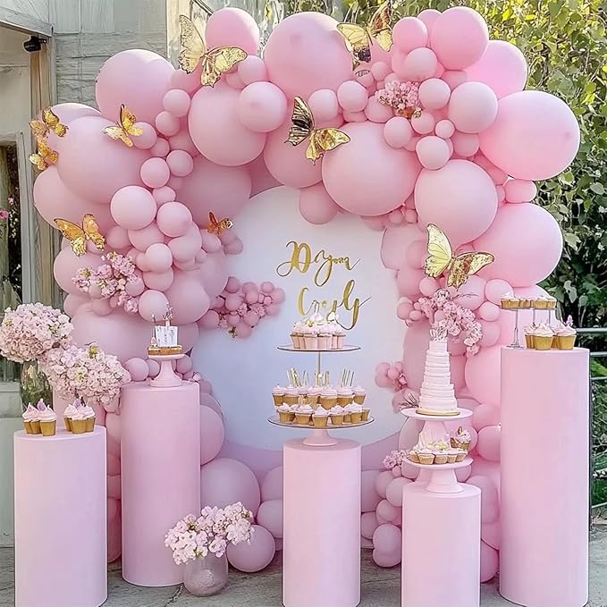 Pastel Light Pink Balloons, 98PCS Double Stuffed Pink Balloon Garland Arch Kit, 18/12/10/5 Inch Different Sizes for Birthday Baby Shower Birthday Gender Reveal Bridal Party Decorations