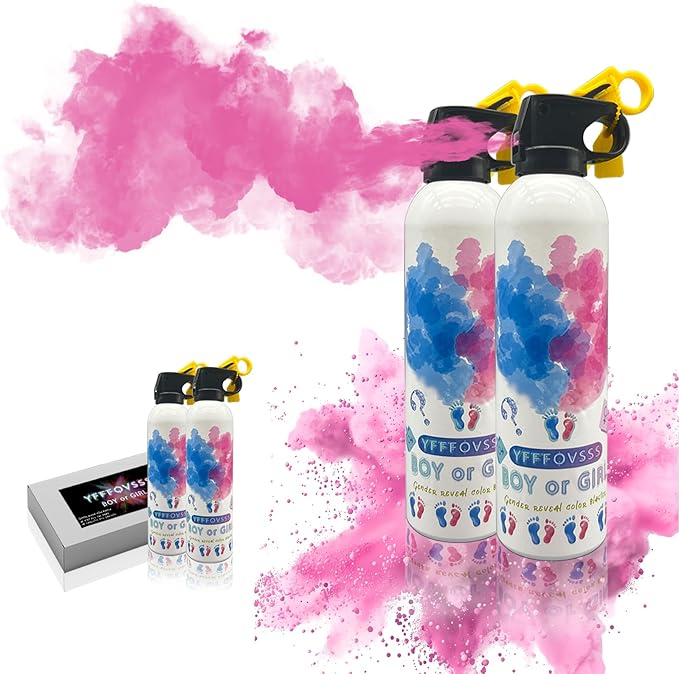 Gender Reveal Fire Extinguisher-2 Packs Pink Gender Reveal Smoke Spray Set for Baby Girl-Biodegradable Party Supplies Ideas & Decorations for Baby Shower (Pink Small)