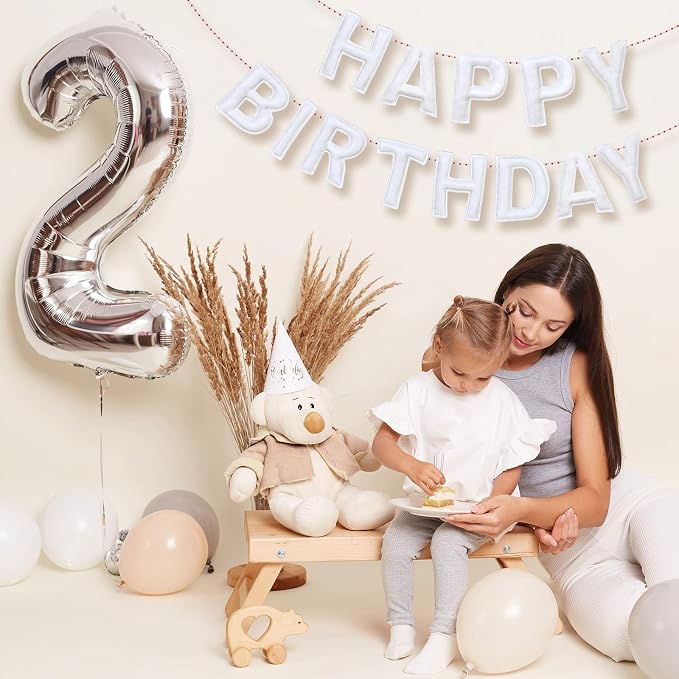 Mindsoft Felt Happy Birthday Garland Rainbow Banner Reusable Happy Birthday Sign Party Supply for Party Decor(White Color,Normal)