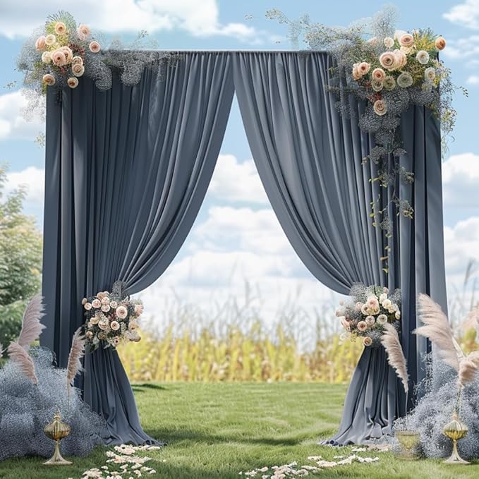 10ft x 10ft Wrinkle Free Charcoal Backdrop Curtains for Parties, Polyester Photo Backdrop Drapes 2 Panels 5x10ft for Wedding Birthday Party Photography Background Backdrop Stand