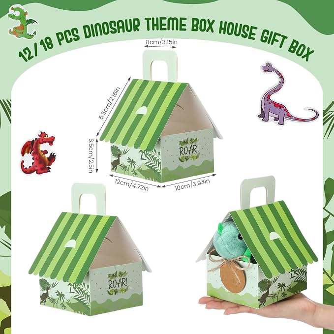 Remuuly 100 Pcs 16 Sets Dinosaur Party Favor Mini Dinosaur Stuffed Animals Bulk Plush Keychains Bracelet Gift Box Sticker for Adopt an Animals Favors Birthday Goodie Bag Supplies Fillers Stuffers