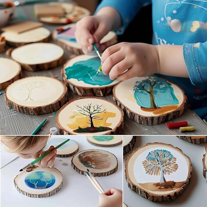Large Unfinished Wood Slices for Centerpieces 10pcs 6-7 inches Natural Wood centerpieces for Tables Table Decor, Rustic Wedding Centerpieces， Wood Rounds for Crafts, andwood Circles Discs