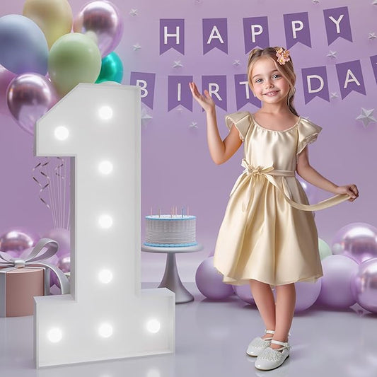 Number 1 Marquee Numbers 3 Feet Tall, 1st Birthday Decorations for Girls Boys, 1 Light Up Number for Party Large 1 Light Up Sign for Birthday Anniversary Decor
