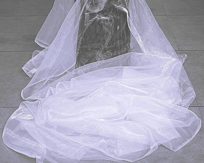 MDS Pack of 10 Yard Sheer Organza Fabric for Wedding Party Home Event Banquet Decorations, Backdrop Curtain Craft Dress Sewing Fashion DIY Crystal Organza Tulle Fabric Bolt 44” Wide - White