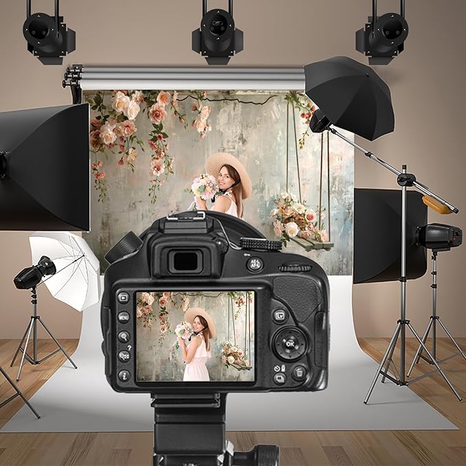 Baocicco 10x6.5ft Vinyl Vintage Flowers Wall Photography Backdrop Pink Rose Retro Wall Old Style Background Photo for Medieval Wedding Banner Bridal Shower Party Decors Princess Girls Birthday Studio