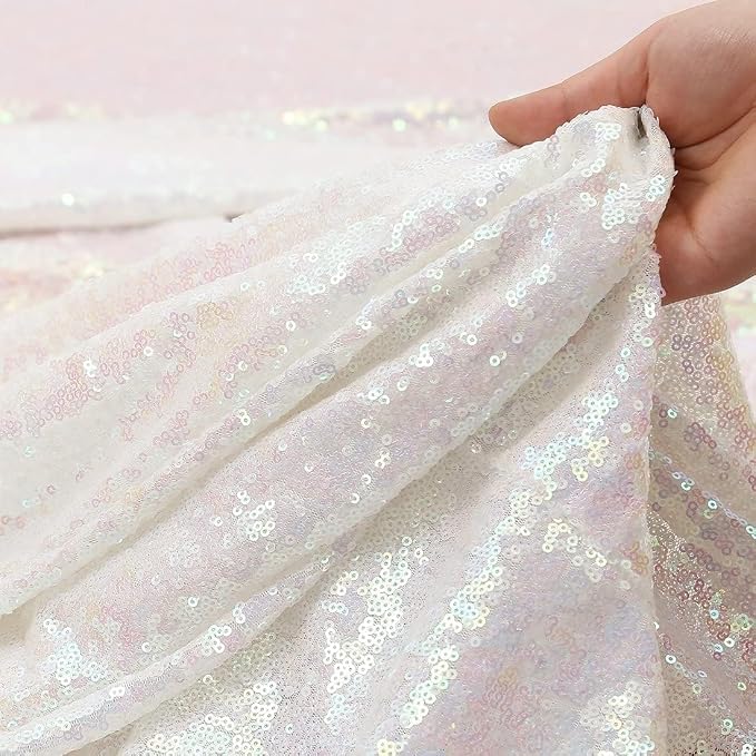 Juya Delight Iridescent Sequin Tablecloth Rectangular‌ 50" x 80" Sparkly Glitter Table Cloth for Wedding Birthday Party Festival Ceremony Cake Dessert Table Decoration