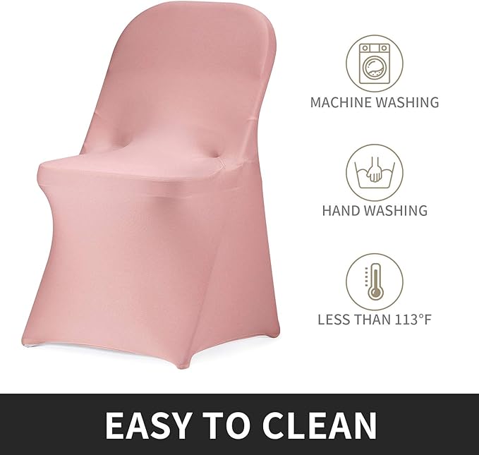 Peomeise Stretch Spandex Folding Chair Cover for Wedding Party Dining Banquet Event (Dusty Pink,25pcs)