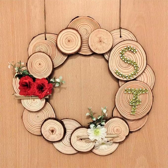 3 Inch Wood Slices Wooden Discs for Crafts, 45 Pcs 2.8-3.1 inches