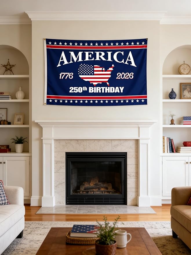 250 Anniversary USA Flag - 3x5 Ft Double Sided 3 Layers Patriotic Flags - 4th of July Decorations Independence Day American 250th Anniversary Flag for Indoor Outdoor Decoration