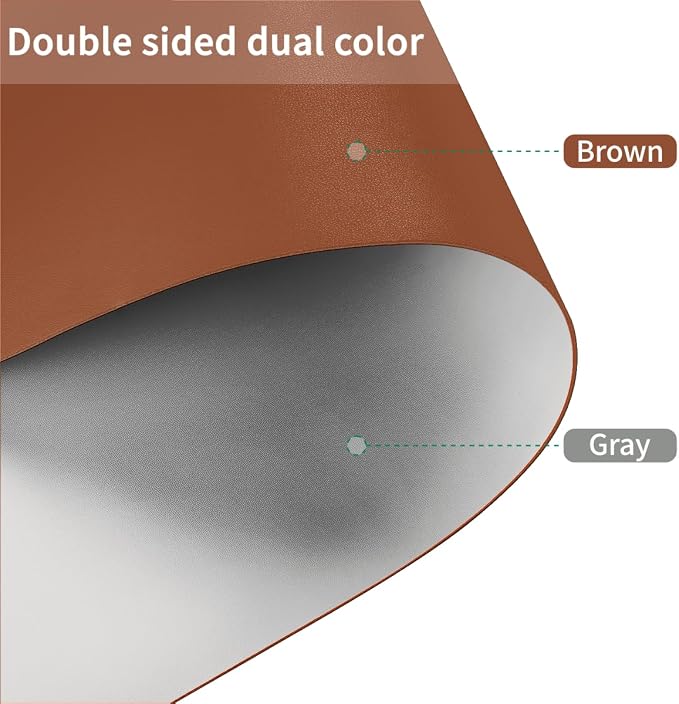 Round Table Cover - Can Be Used On Both Sides Waterproof and Easy to Clean Good Flatness Used for Dining Table(Brown+Gray Dia.42Inch)