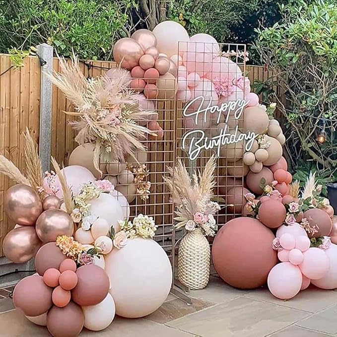 Dusty Pink Balloon Arch, Double Stuffed Blush Nude Brown Balloon Garland Kit Boho Pink Beige Rose Gold Balloons for Mom Neutral Birthday Baby Shower Wedding Bridal Shower Baby in Bloom Party Decor