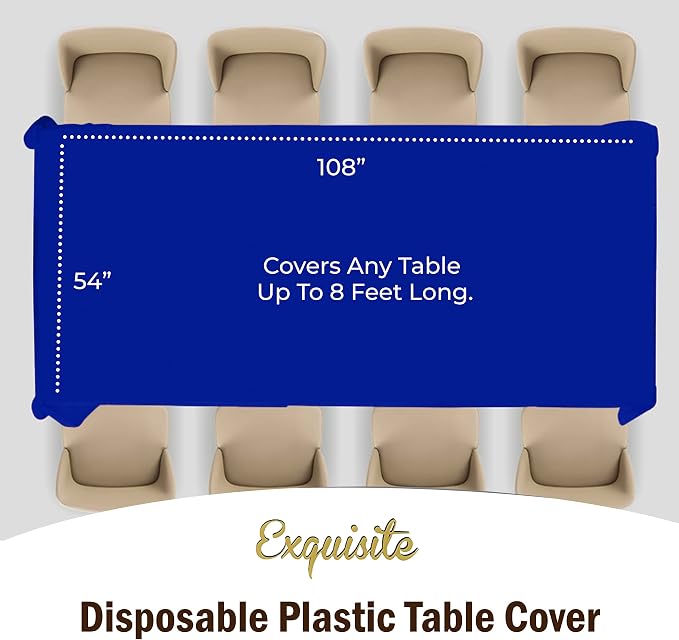 Exquisite Dark Blue Tablecloths for Rectangle Tables 48 Pack Plastic Table Cloth Disposable 54" X 108" Dark Blue Table Cloths Rectangle Tablecloth Plastic Tablecloths Rectangular Party Supplies