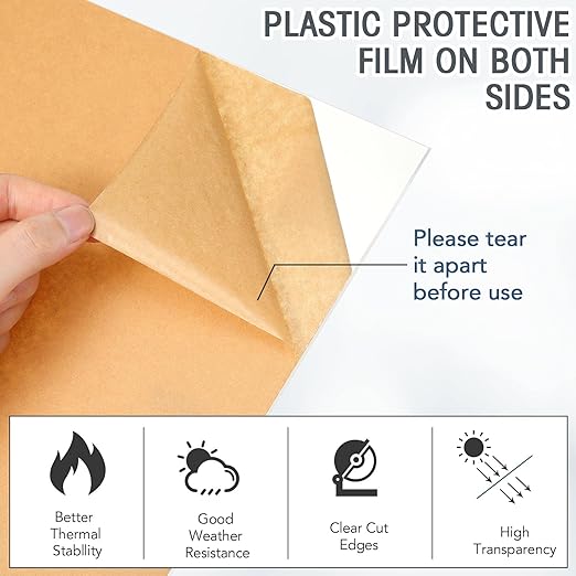 12 Pcs 12 x 12 Inch Clear Acrylic Sheet 1/8 inch Thick Transparent Square Panel Acrylic Board with Protective Paper for Engraving for Sign Photo Frame Craft DIY Display Projects