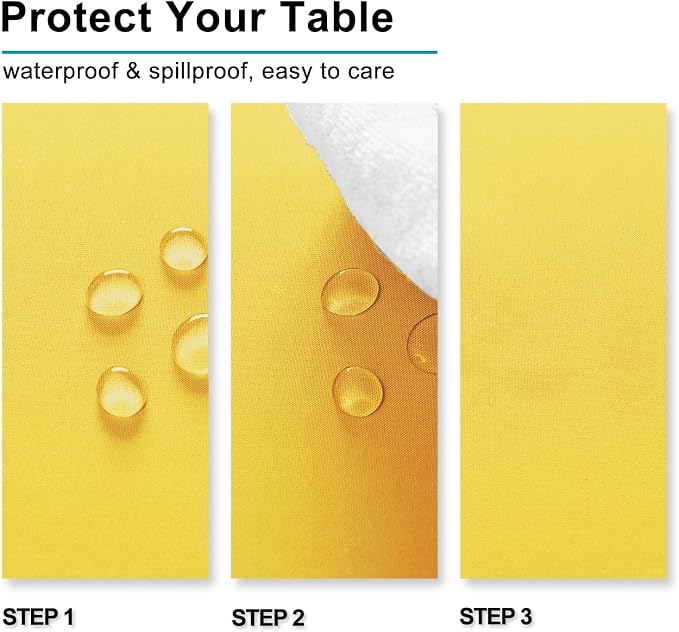 Hiasan Yellow Tablecloth for Rectangle Tables - Waterproof and Spillproof Washable Fabric Table Cloth for Dining Room Kitchen Party, 60 x 102 Inch