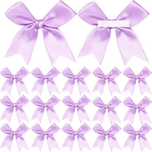 50 Pieces Gift Wrap Bows Premium Satin Ribbon Bows 3.3 Inch Craft Bows for Gift Wrapping DIY Treat Bags Holiday Gifts Bag Party Decorations, Wedding Decor Christmas Birthday Presents (Light Purple)
