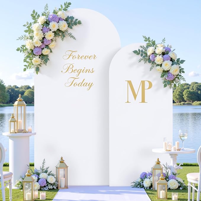 White Pink Photo Arch Backdrop Cover Set of 2-7.2ft and 6ft Arch Covers Stretchy Backdrop Spandex Baby Shower Arch Stand Covers for Girls Birthday Party Wedding Bridal Shower Background Decorations