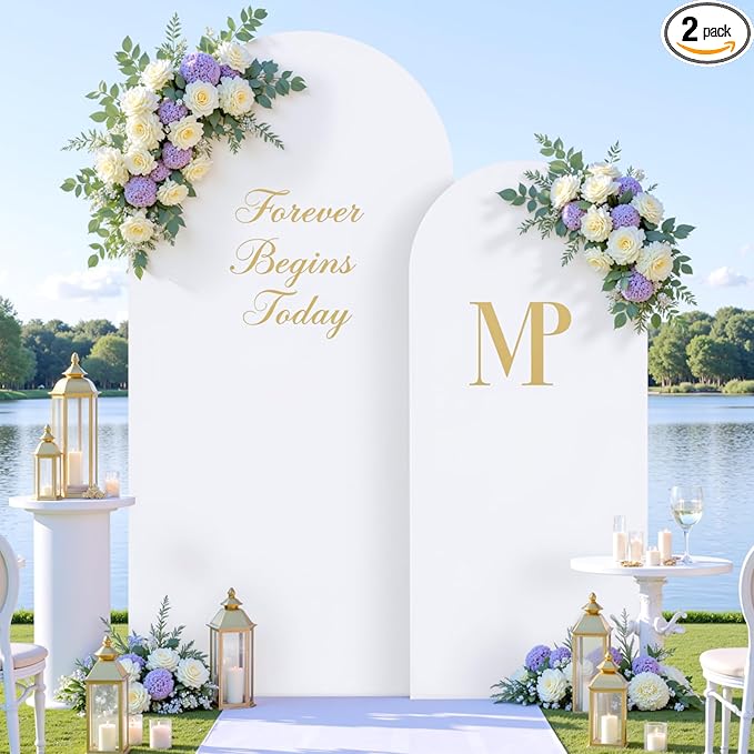 White Arch Cover Set of 2-7.2 and 6ft Arch Backdrop Cover Spandex Wedding Arch Stand Covers for Bridal Shower Wedding Baby Shower Birthday Party Ceremony Banquet Photo Background Decorations