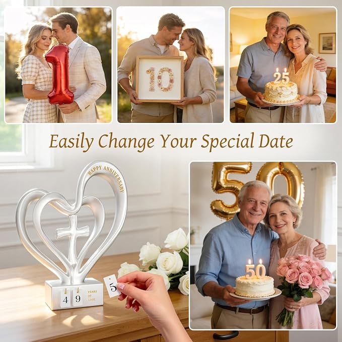 Wedding Anniversary Heart Sculpture Gifts Best for Couple Parents Wife Husband Unique 10th 25th 50th Anniversary Wedding Gift Ideas