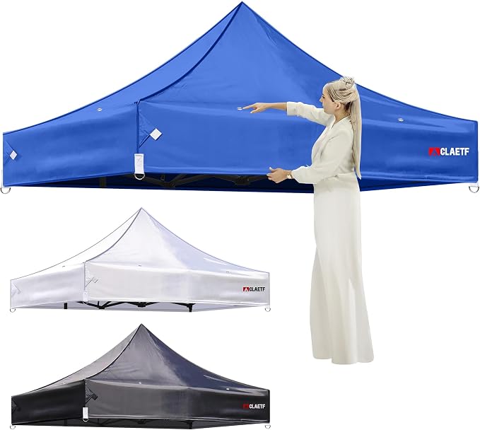 10x10ft Replacement Canopy Top-Heavy-Duty 500D 2500mm Waterproof & UPF 50+ UV Tent Cover with 8 Drainage Holes,Reinforced Straps for Camping,Trade Shows (Frame Not Included-Blue)