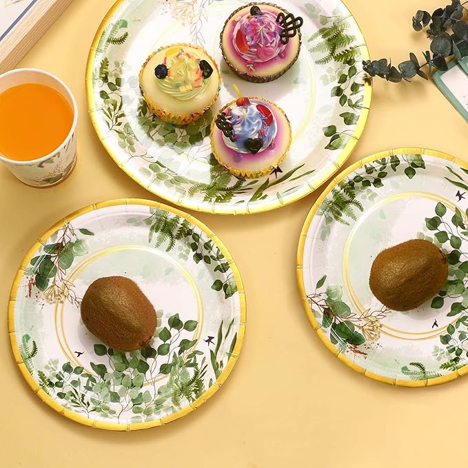 Sage Green Party Decorations, Sage Green Plates and Napkins, Baby Shower Plates and Cups and Napkins Sets 200 Pcs, Eucalyptus Bridal Shower Wedding Baptism Birthday, Serves 50
