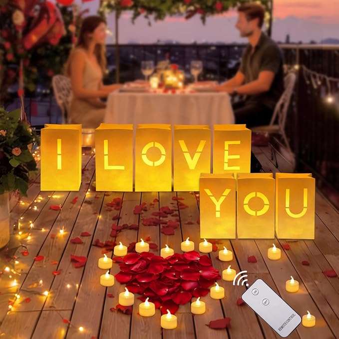 I Love You Sign, I Love You Light Up Letters with 24 LED Lights Candles | Valentines Day Decorations with Remote Control, Happy Anniversary Decorations for Favorite People Outdoor Indoor