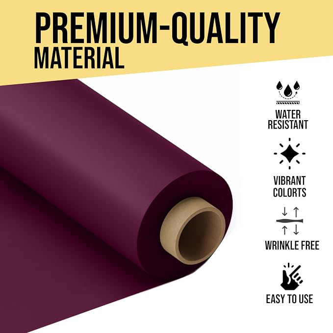 Party Solids 66% Thicker Premium Plum Plastic Table Cover Roll 40" X 100' Table Cloth Plastic Cover Roll Quality Thick Banquet Rolls Disposable Tablecloth Rolls Strong American Based Company
