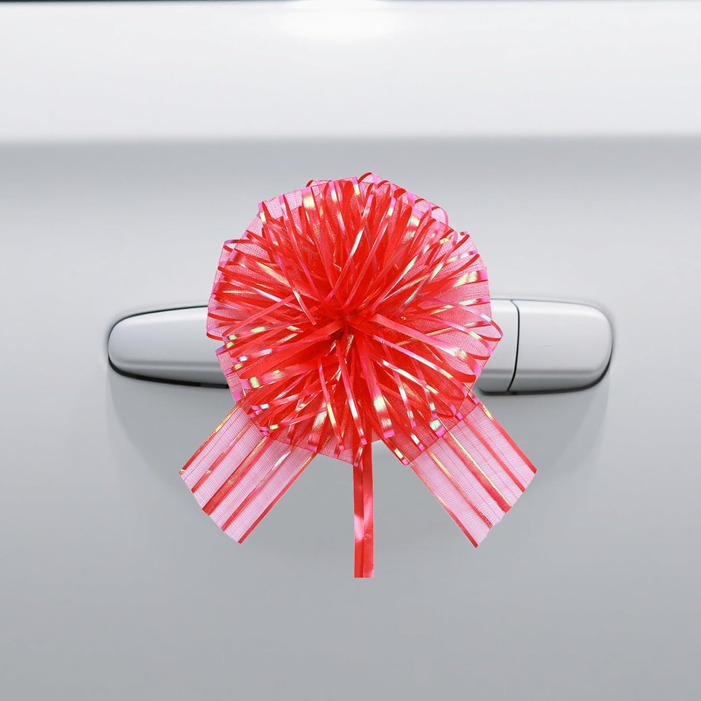 12 Pcs 6 Inch Large Organza Pull Bow Ribbon – Elegant Gift Bows for Wedding Decorations, Christmas Wrapping, Birthday Parties, Car Decor, Gift Baskets, and Valentine's Day Packaging(Red)