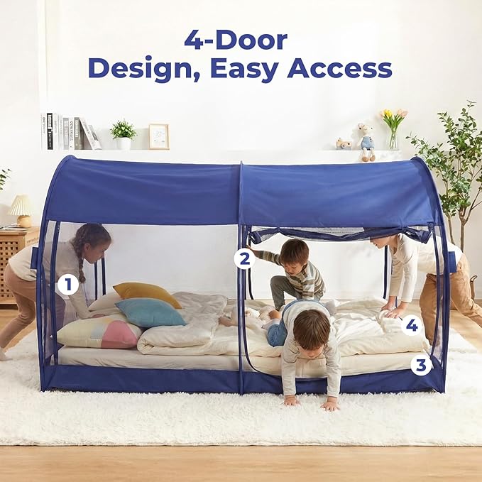 LEEDOR® Bed Tent Dream Tent Bed Canopy Shelter Cabin Sleeping Tent Indoor Pop Up Privacy Warm Breathable Mosquito Mesh Twin/Full/Queen for Kids and Adult (Mattress Not Included)