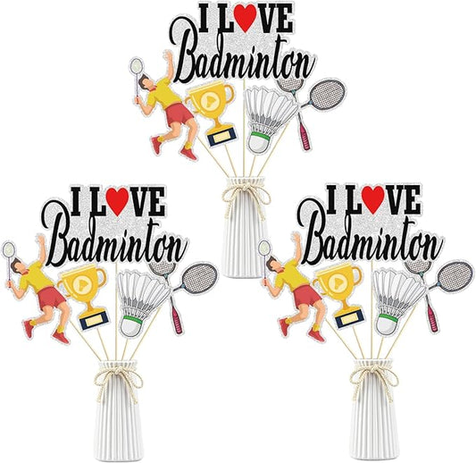 Badminton Table Centerpiece Stick, Badminton Themed Birthday Party Decorations, Trophy-Racket-Medals Set of 15