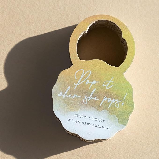 Summer-Ray 50pcs Pop it When She Pops Mini Champagne Baby Shower Tags Wine Bottle Tags in Watercolor Design (Golden Autumn)