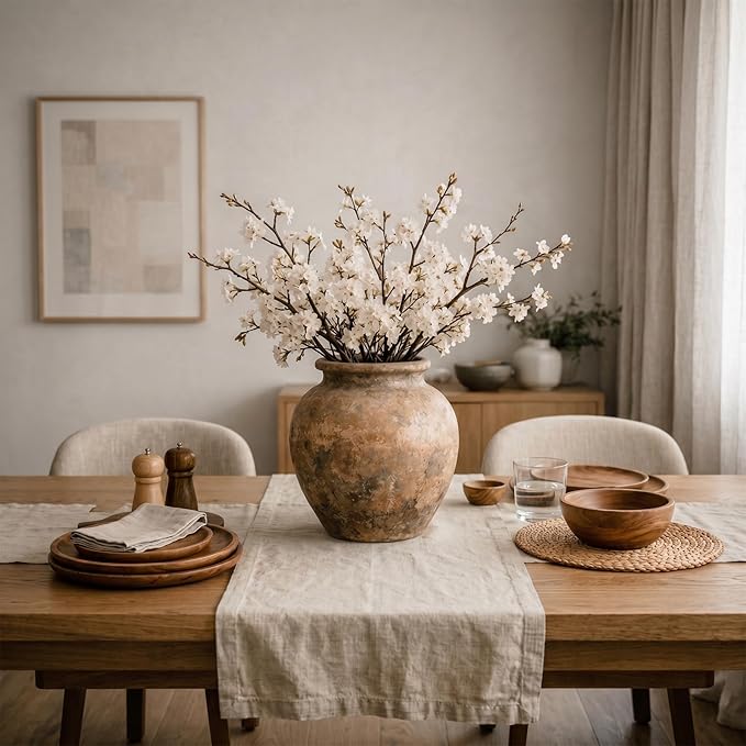 Solino Home Linen Table Runner 60 Inches - 100% Pure Linen Light Natural Table Runner 14 x 60 Inch Ideal for Dresser and Coffee Tables - Spring, Summer, Mothers Day - Diana Medium Weight