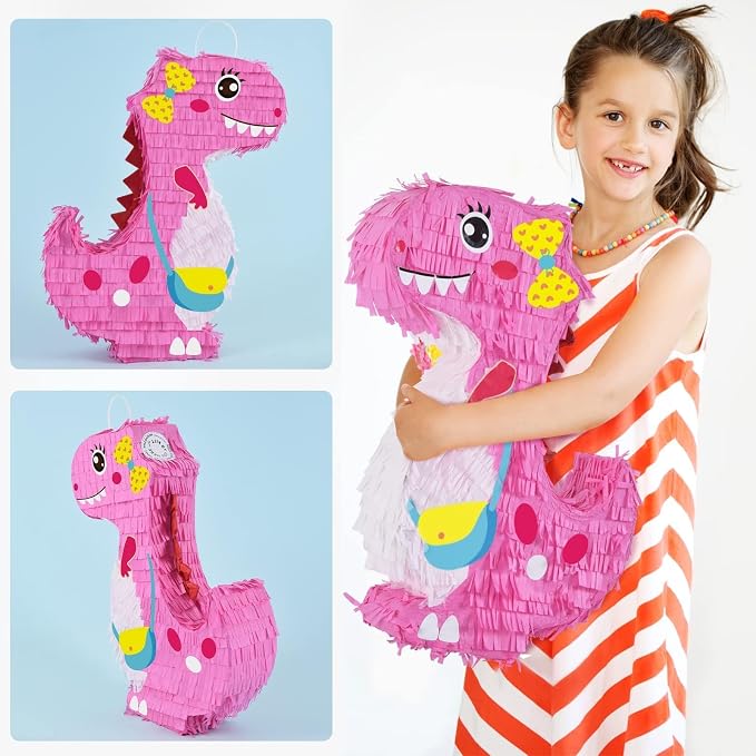 Dinosaur Piñata - Dinosaur Birthday Party Supplies for Girls Kids Dino Themed Party Piñata Bundle Set Perfect Party Game Activity Decoration