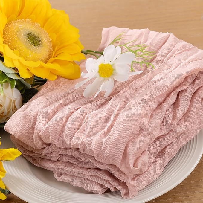 25pcs Dusty Pink Cheesecloth Napkins Mother‘s Day Spring Washable Boho Rustic Gauze Table Cloth Napkins Bulk 21x21 Inches for Wedding Party Bridal Baby Shower Birthday Table Decor