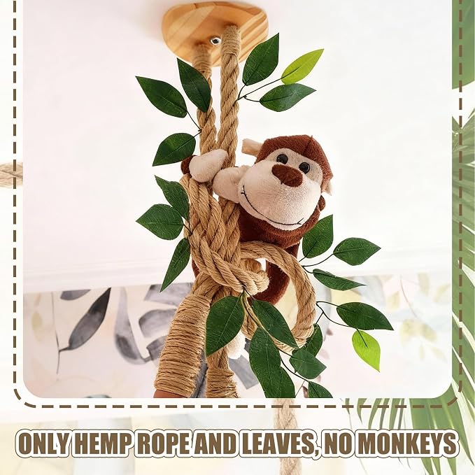 Suncalla Jungle Theme Party Decoration Jungle Vines Safari Leaf 6 ft Artificial Rattans Ivy Fake Vines Fake Leaves with Hemp Rope for Indoor Outdoor Forest Party Props Decor (Monkey Not Included)