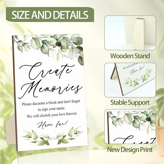 97 Pcs Baby Shower Games Sign Kit,Including Decorate a Block Game Sign 72 DIY Blank Wooden Block 24 Painting Pen to Draw Your Idea for Baby Shower Game Gender Reveal Party
