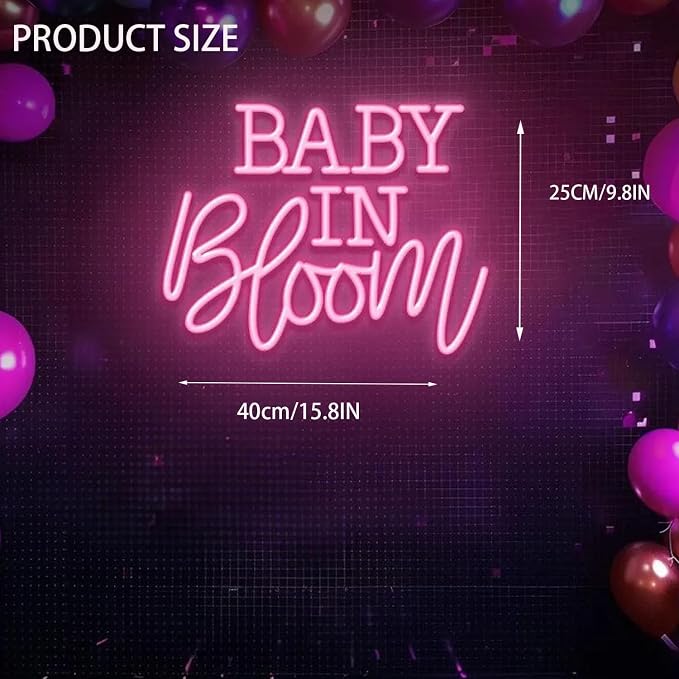 Baby In Bloom Neon Light, Neon Sign Light Decor, Baby Shower Led Light, Bedroom Neon Lights, Wall Decoration