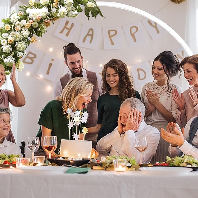 Round Backdrop Stand Arch Balloon Golden Metal Circle Garland Frame with Base for Wedding Birthday Party Baby Shower Graduation Decoration (7.2 FT - White)