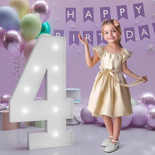 Number 4 Marquee Numbers 3 Feet Tall, 4th Birthday Decorations for Girls Boys, 4 Light Up Number for Party Large 4 Light Up Sign for Birthday Anniversary Decor
