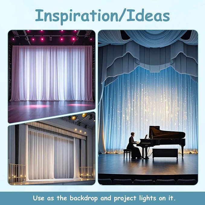Extra Wide Two Layers One Piece Trade Show Booth Backdrop, White, 25x8ft | Chiffon Tulle & Polyester, Extra Wide Blackout Curtains, Theatrical Backdrops