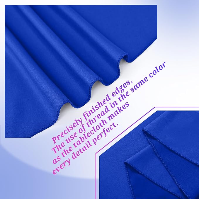 Teruntrue 12 Packs Royal Blue Tablecloths 60x102 inch Rectangle Table Cloth for 6 Foot Rectangle Tables, Washable Polyester Fabric for Wedding Parties Dinner Table Decorative, Royal Blue