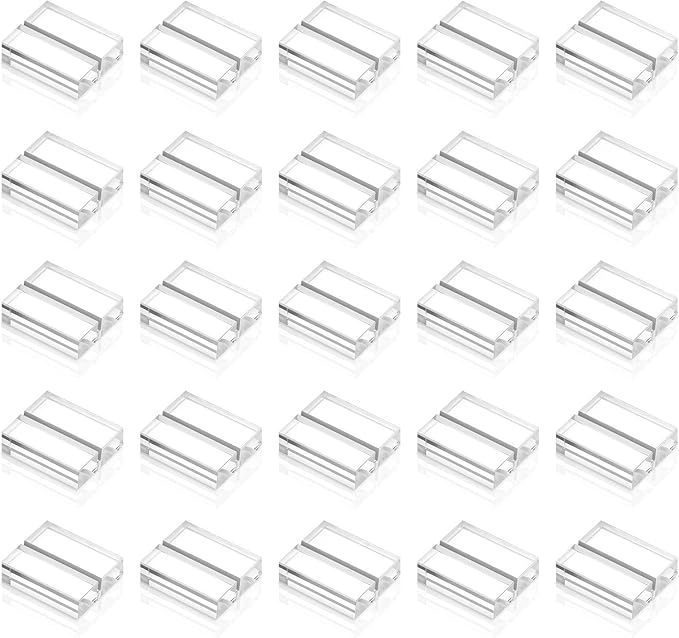 Yalikop Acrylic Place Card Holders 1.2 Inch Name Card Holder Stands Clear Table Number Stands Wedding Sign Holders Display Stand for Table Wedding Photos Office Menu Meeting(25 Pieces)