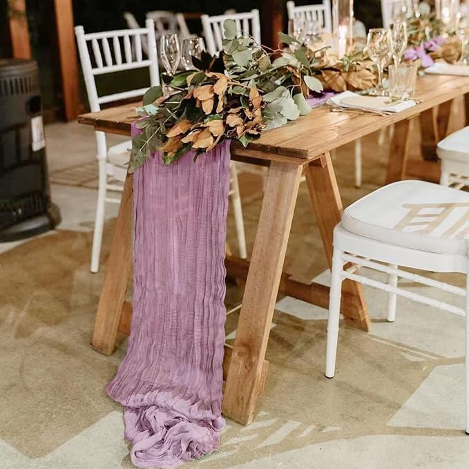 6Pack Lavender Cheesecloth Table Runner 10Ft Gauze Table Runner Lavender Cheese Cloth Table Runners Long Sheer Fabric Tablerunners for Wedding Party Bridal Shower Thanksgiving Christmas
