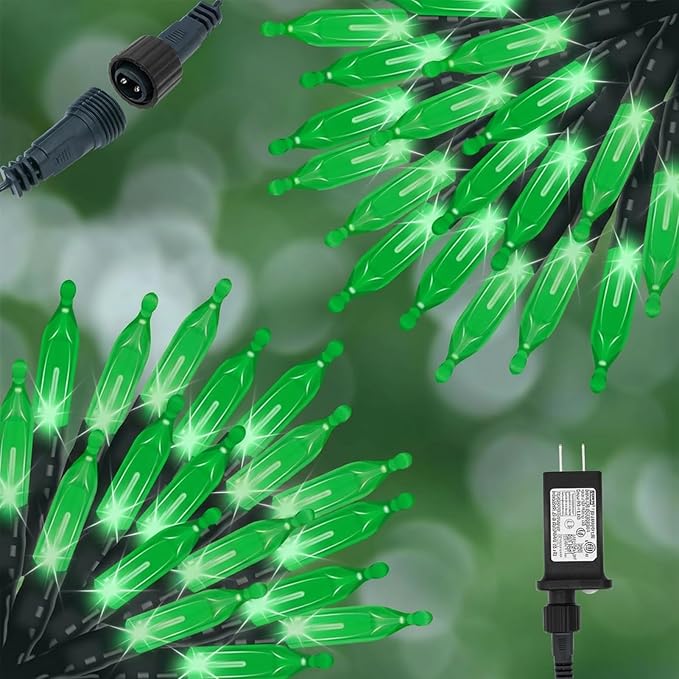 Christmas Lights - 98ft 2 Pack 150 Count Connectable Waterproof Led Fairy Lights Bulbs for Indoor Outdoor Christmas Tree Wedding Valentine's Day Decor (Green, 150 Count - 2 Pack)