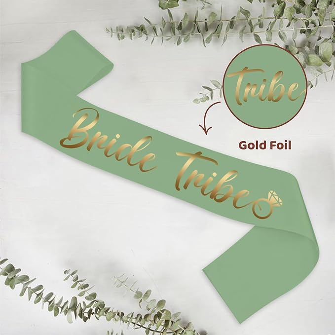 LADY&HOME Bachelorette Party Sash Set-Bride Bridesmaid Sashes for Bachelorette Party Decorations,Bridal Shower Gift,Sage Green