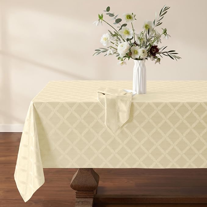 Lenox Laurel Leaf Tablecloth, Ivory - 70" W x 104" L
