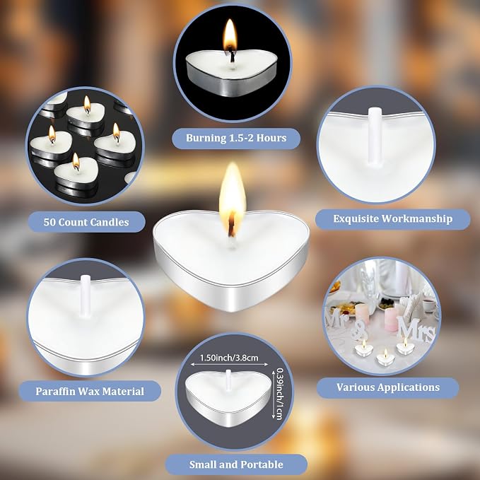 100 Sets Wedding Party Favors for Guests Bulk Including Heart Shaped Candles and Empty Matches Jars with Cork Top Thank You Cards and Organza Bags for Wedding Bridal Shower Party (Wildflower)