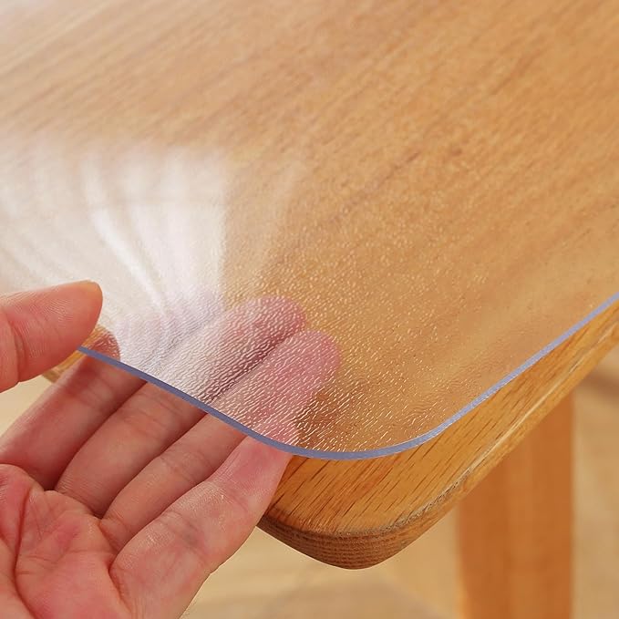 Frosted Clear Table Protector 42 x 72 Inch, 1.5mm Thick Plastic Table Cover, Waterproof PVC Clear Table Cover Protector, Desk Protector Mat, Writing Desk Pad for Desktop, Coffee & Dining Room Table
