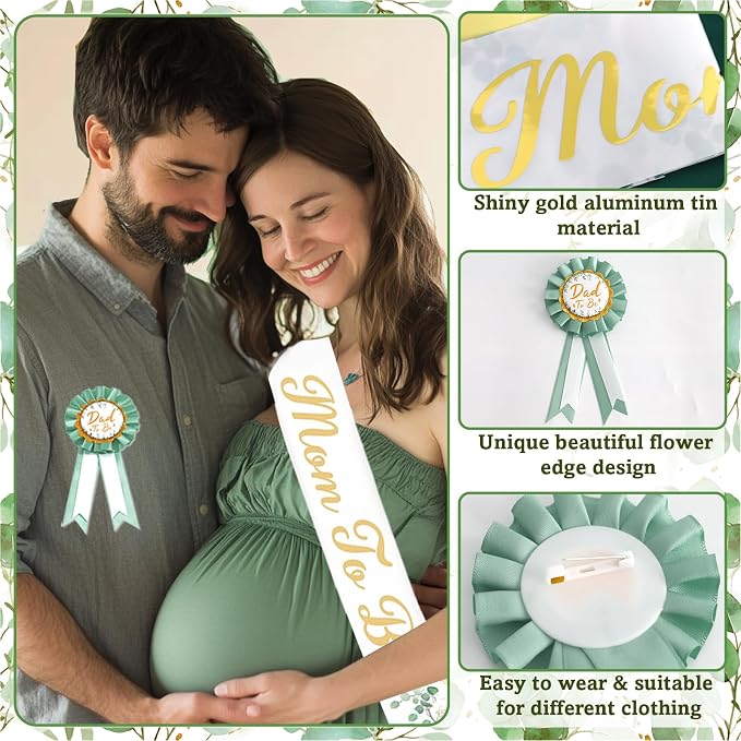 Sage Green Baby Shower Decorations Gender Neutral Baby Shower Decorations Welcome Baby Banner Sage Green Balloons Paper Lanterns Pom Poms Flowers Tablecloth Tassels Mom to Be Sash Dad to Be Pin