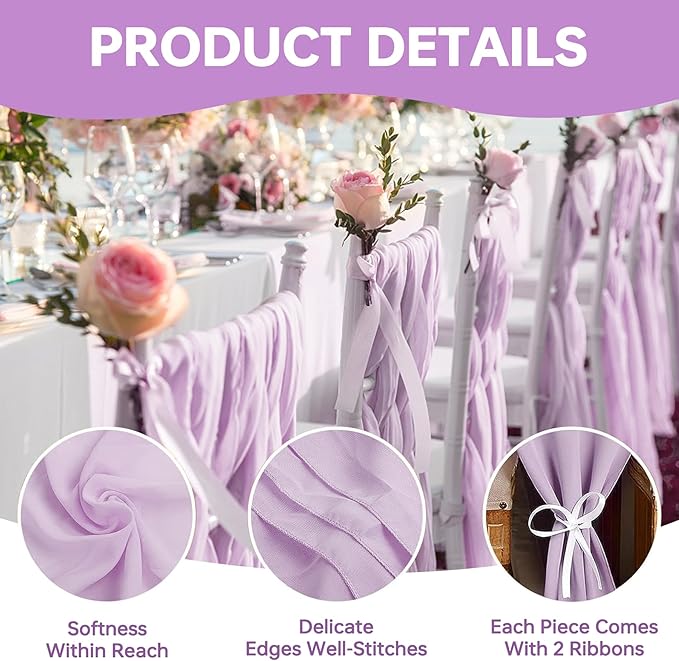 Purple Glitter Chiffon Table Runner 35x120 Inches 6 Pack for Christmas Home Dining Party Table Decor