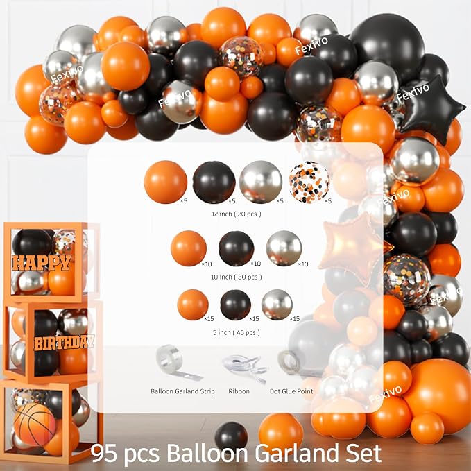 241pcs Basketball Party Decorations, All-in-one Party Set with 20 Serves Disposable Plates, Banner, 2 Tablecloths, Backdrop for Basketball Birthday Party Decorations